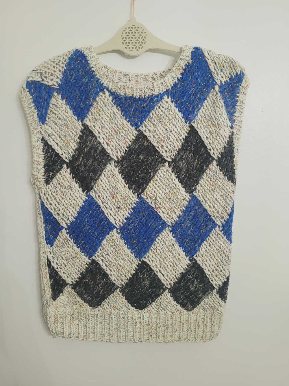 Vintage Argyle Knit Women's Sweater Vest Medium